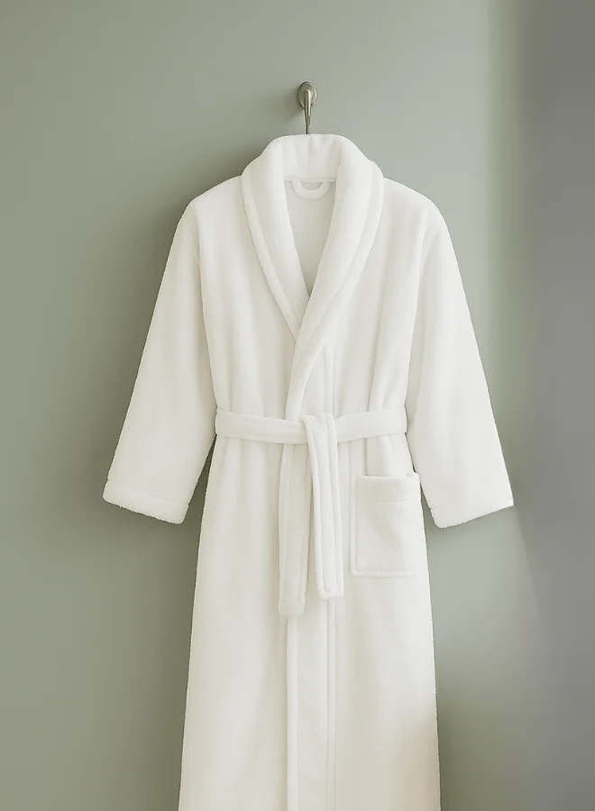 Premium 450 GSM Terry Cotton Bathrobe – White | Luxurious Shawl Collar | Super Absorbent & Ultra-Soft | Unisex Loungewear | 140cm Length