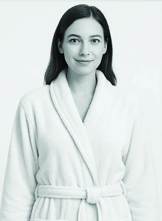 Premium 450 GSM Terry Cotton Bathrobe – White | Luxurious Shawl Collar | Super Absorbent & Ultra-Soft | Unisex Loungewear | 140cm Length - Image 3