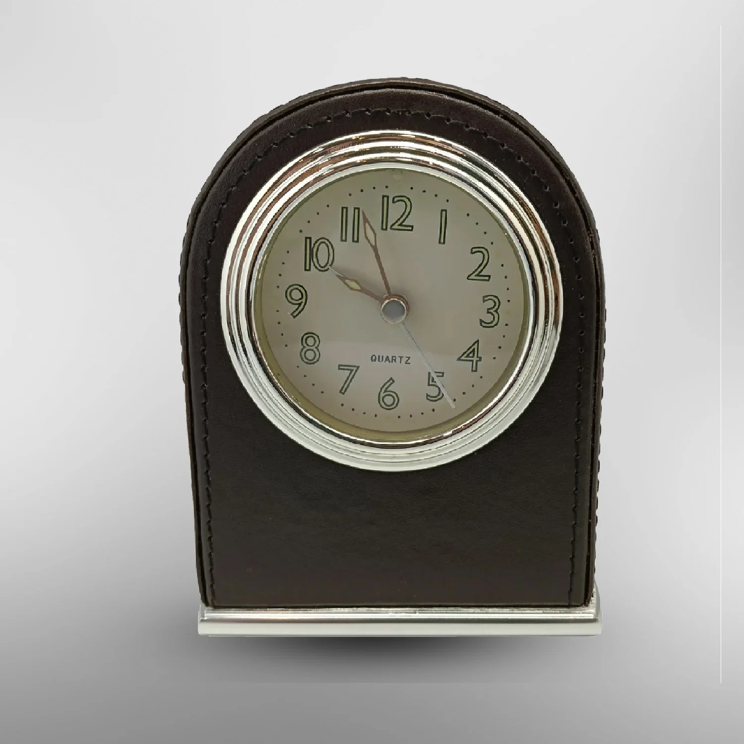 Leather Alarm Clock Mute Movement Hotel Table Desktop Decoration Bell with Light Battery Perfect Home and Office Decor - Image 2