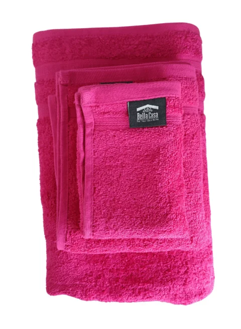 Bella Casa - 3 pc Luxury Towel Set, 100% Premium Cotton, 630 GSM, Ultra Soft and Highly Absorbent, Expertly Woven for Durability, Hotel & Spa Quality Towels, 1 Bath Towel 70X150, 1 Hand Towel 50X80cm, 1 Face Towel 30X30cm, Pink
