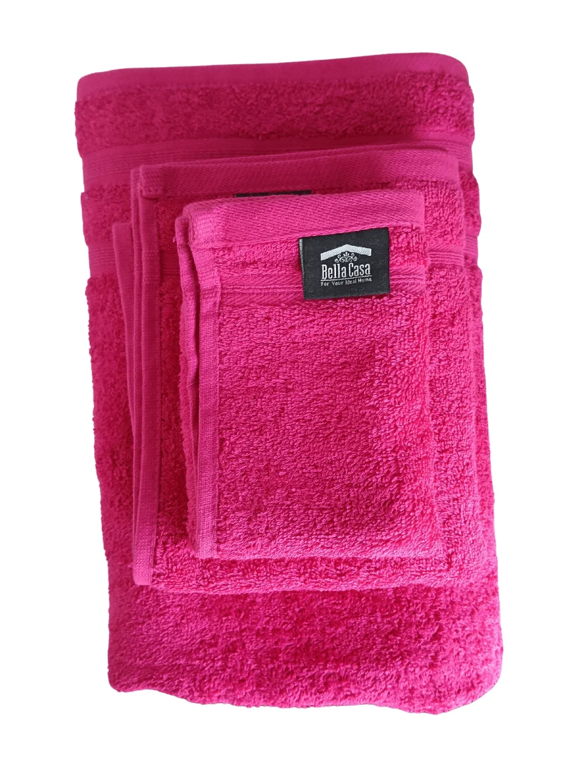 Bella Casa - 3 pc Luxury Towel Set, 100% Premium Cotton, 630 GSM, Ultra Soft and Highly Absorbent, Expertly Woven for Durability, Hotel & Spa Quality Towels, 1 Bath Towel 70X150, 1 Hand Towel 50X80cm, 1 Face Towel 30X30cm, Pink