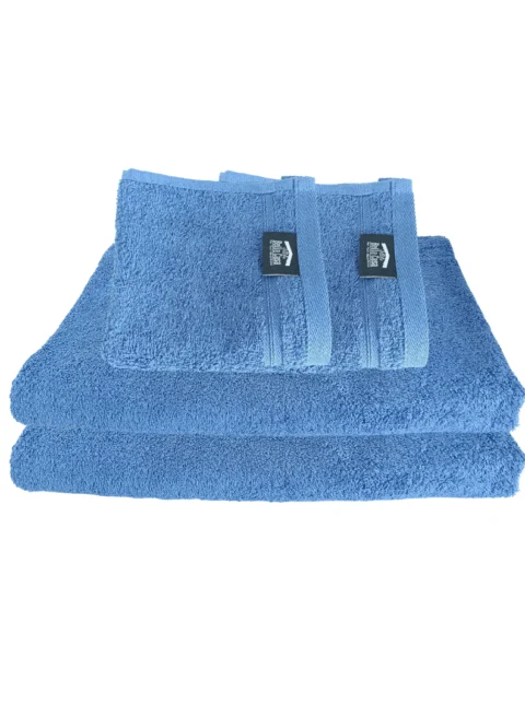 Bella Casa - 4 pc Luxury Towel Set, 100% Premium Cotton, 630 GSM, Ultra Soft and Highly Absorbent, Expertly Woven for Durability, Hotel & Spa Quality Towels, 2 Bath Towel 70X150, 2 Face Towel 30X30cm, Blue