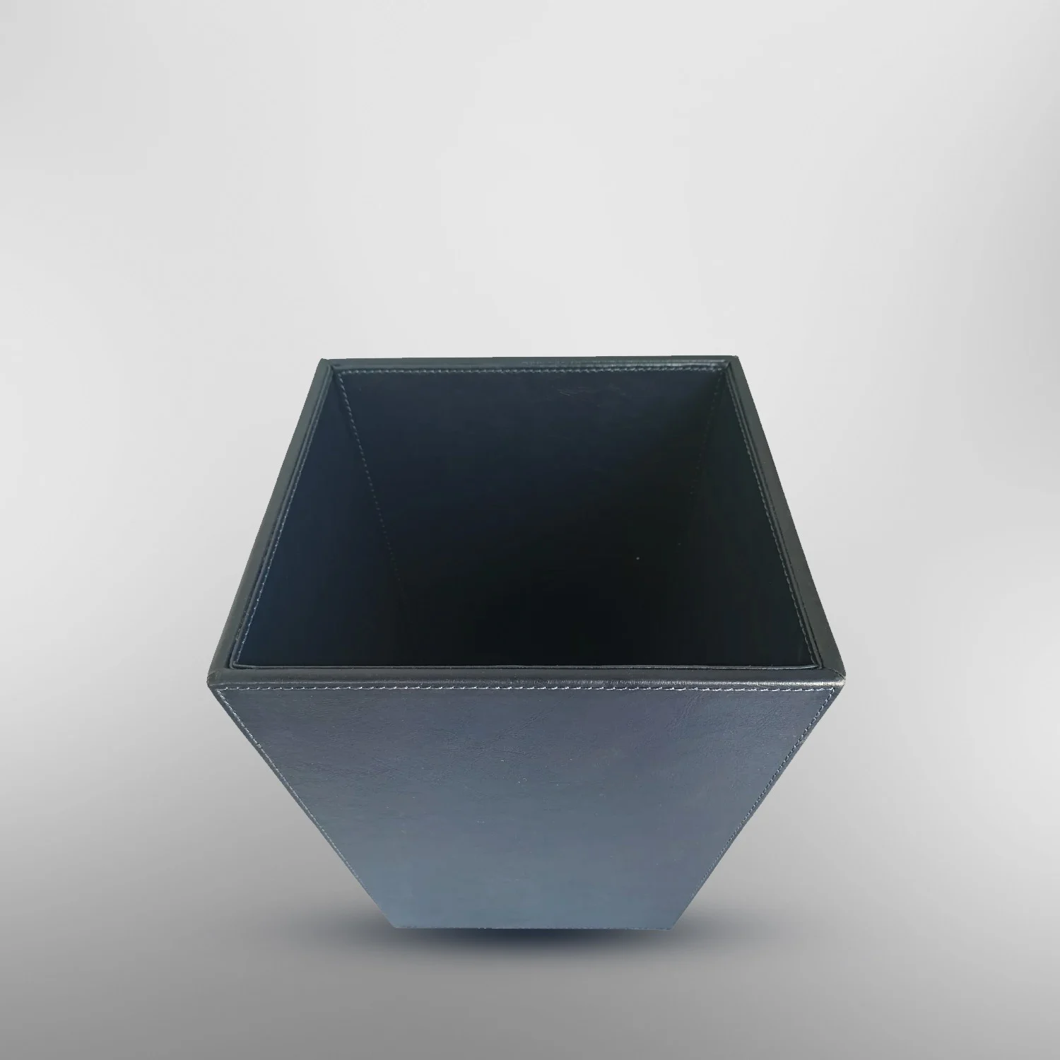 Pearl Coast Classic Leather Trash Cans Waste Paper Basket, Storage Bin for Bathroom, Kitchen, Office and High Class Hotel (BLUE) 28x18 cm - Image 3