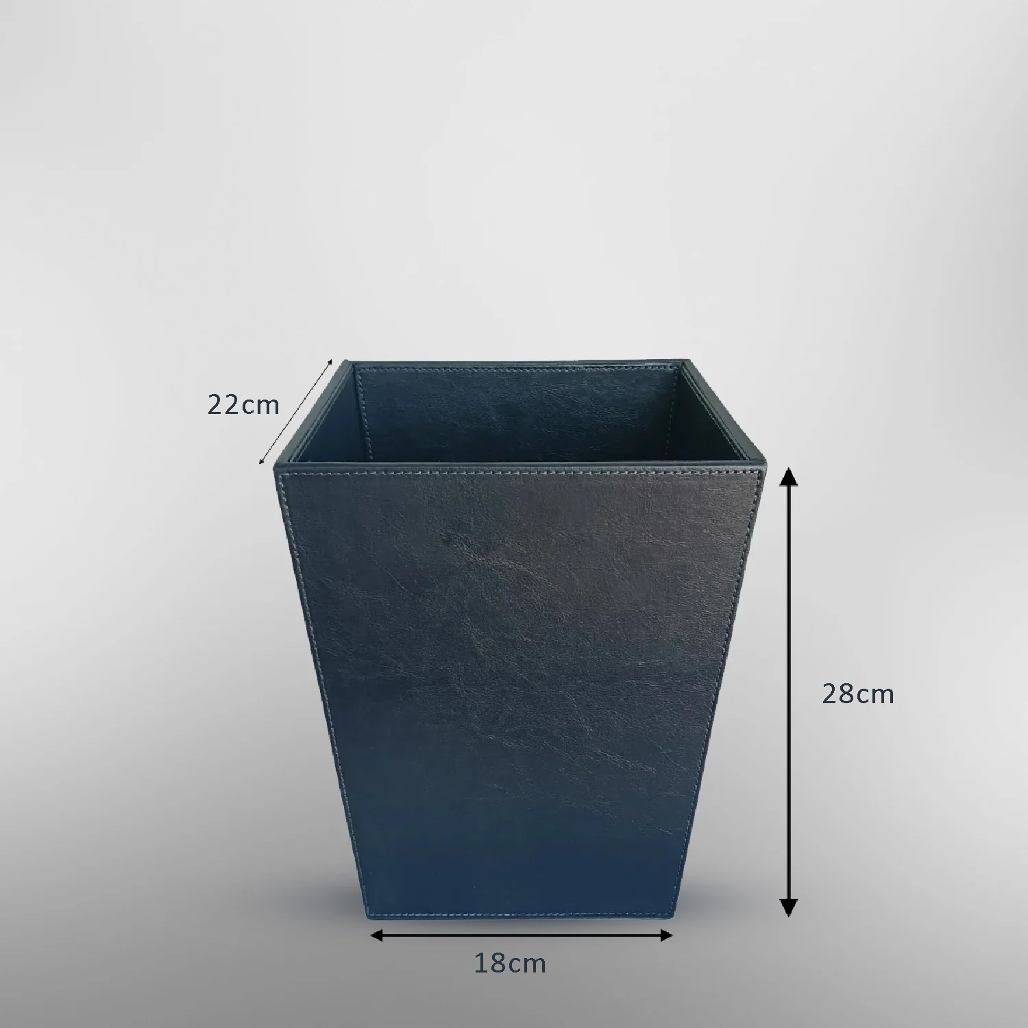 Pearl Coast Classic Leather Trash Cans Waste Paper Basket, Storage Bin for Bathroom, Kitchen, Office and High Class Hotel (BLUE) 28x18 cm - Image 4