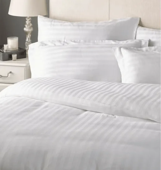 Luxurious Stripe Duvet Cover Set | 3 pc White Bedding Set 1 Duvet Cover 0.5cm Stripe 230x220cm 2 Pillowcases 60x90+15cm - Image 3