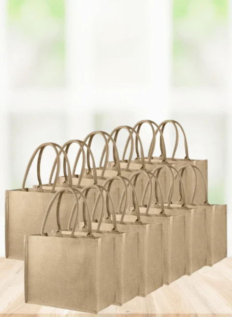 Dubai Souvenir Jute Bag – EcoChic Tote Bags | Pack of 12 | Durable, Stylish & Reusable