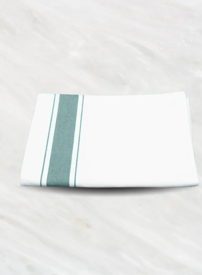 Soft Linen Wiping Cloth, White with Green stripe (50x70 cm) | pack of (number) Pack of 12 - Image 5