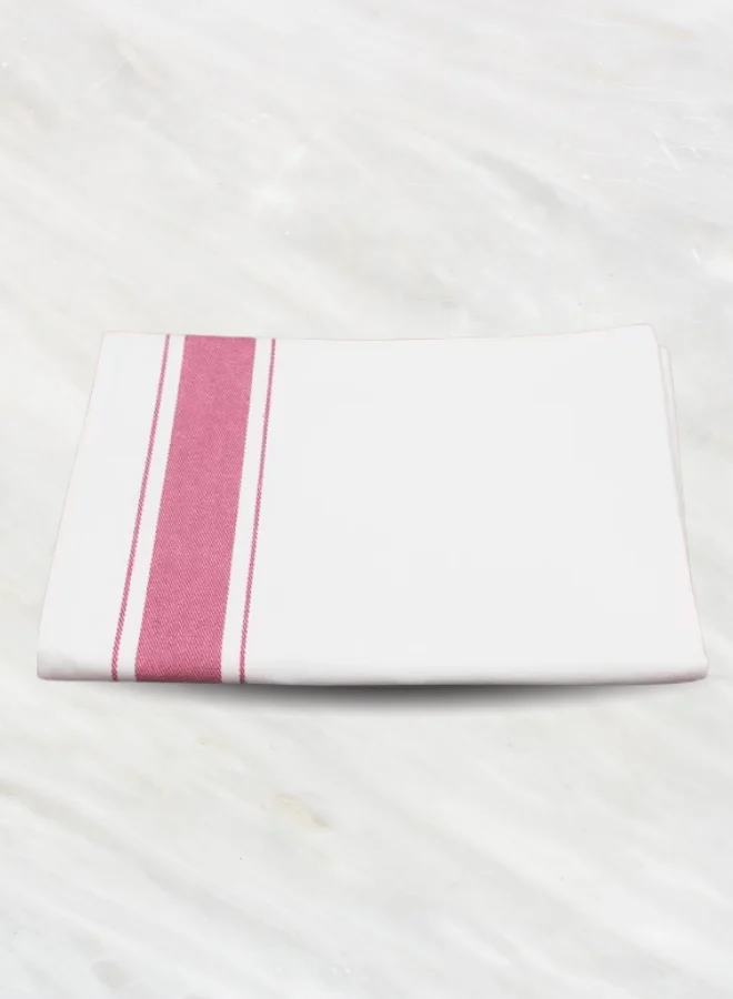 Soft Linen Wiping Cloth, White with Pink stripe (50x70 cm) | Pack of 24 - Image 2