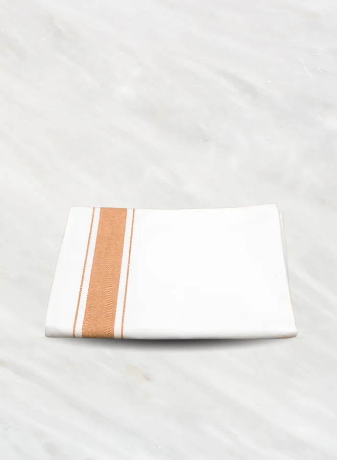 Soft Linen Wiping Cloth, White with Yellow stripe (50x70 cm) | Pack of 24 - Image 2