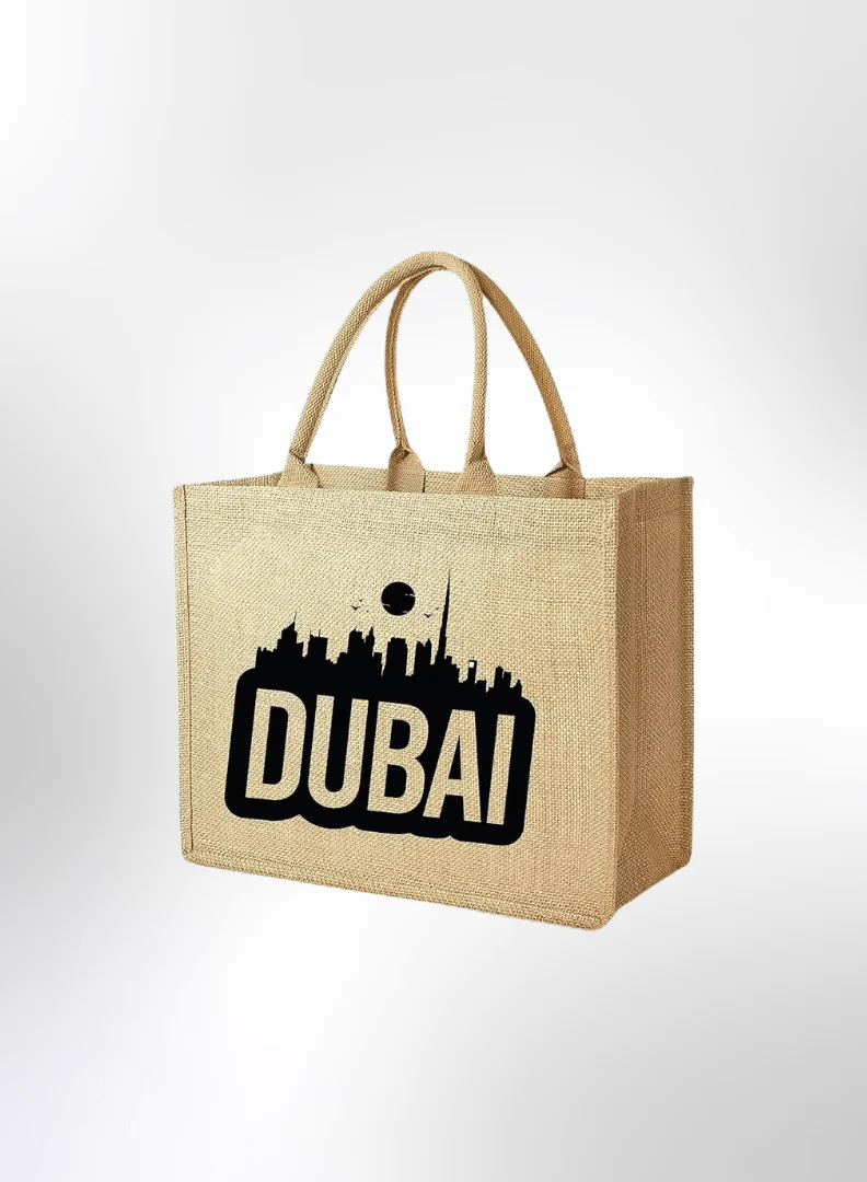 Dubai Souvenir Jute Bag – EcoChic Tote Bags | Pack of 12 | Durable, Stylish & Reusable - Image 2