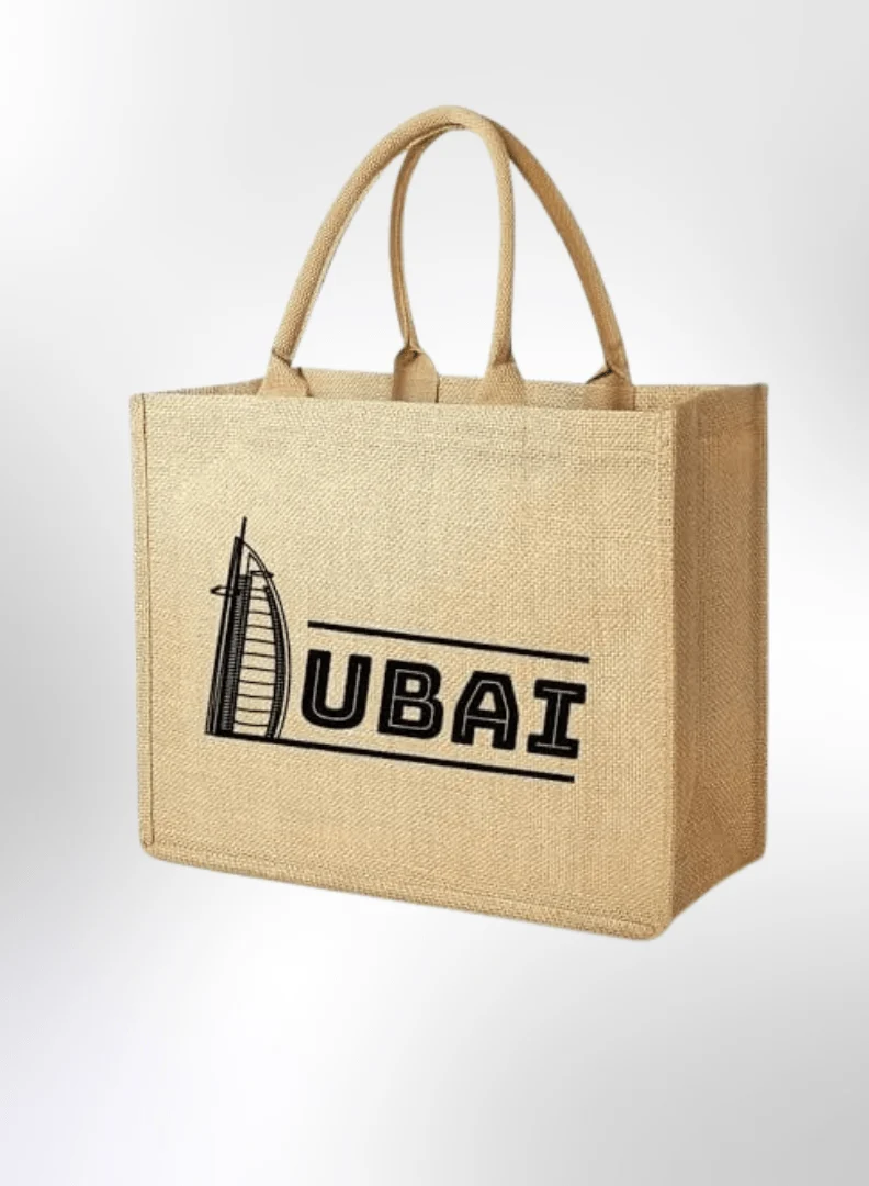 Dubai Souvenir Jute Bag – EcoChic Tote Bags | Pack of 12 | Durable, Stylish & Reusable - Image 2