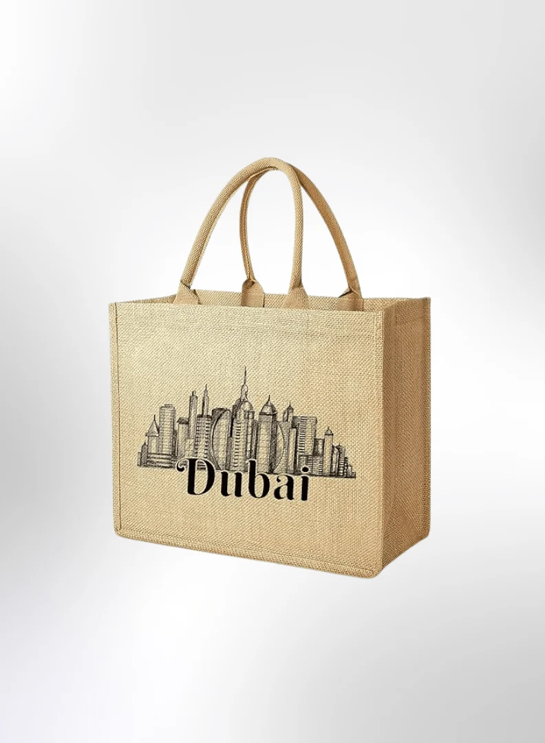 Dubai Souvenir Jute Bag – EcoChic Tote Bags | Pack of 12 | Durable, Stylish & Reusable - Image 2