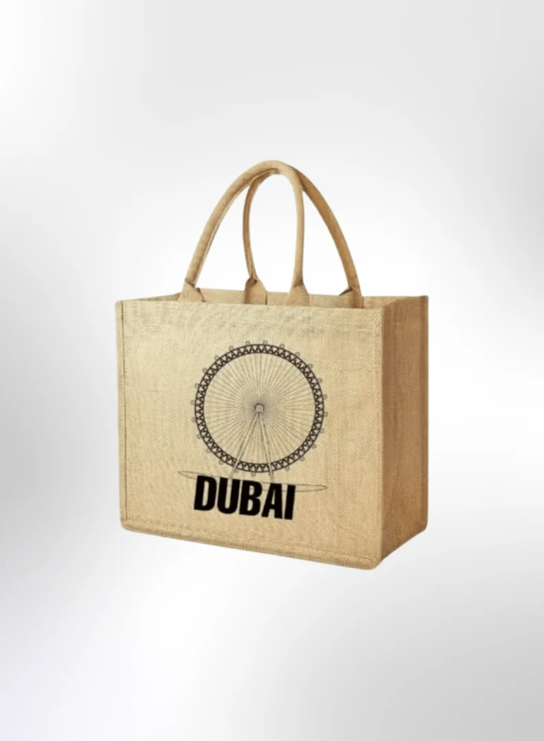 Dubai Souvenir Jute Bag – EcoChic Tote Bags | Pack of 12 | Durable, Stylish & Reusable - Image 2