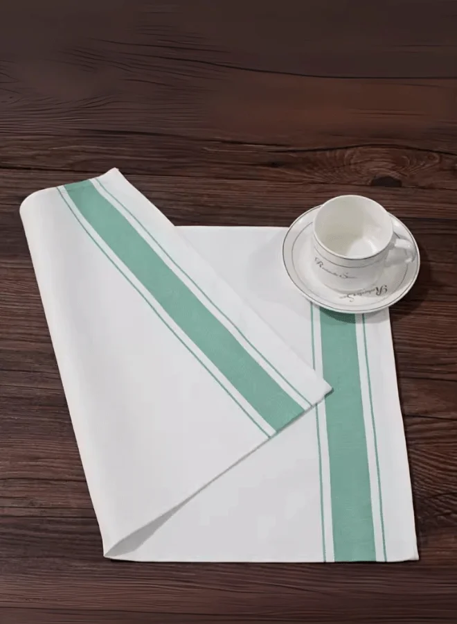 Soft Linen Wiping Cloth, White with Green stripe (50x70 cm) | pack of (number) Pack of 12 - Image 4