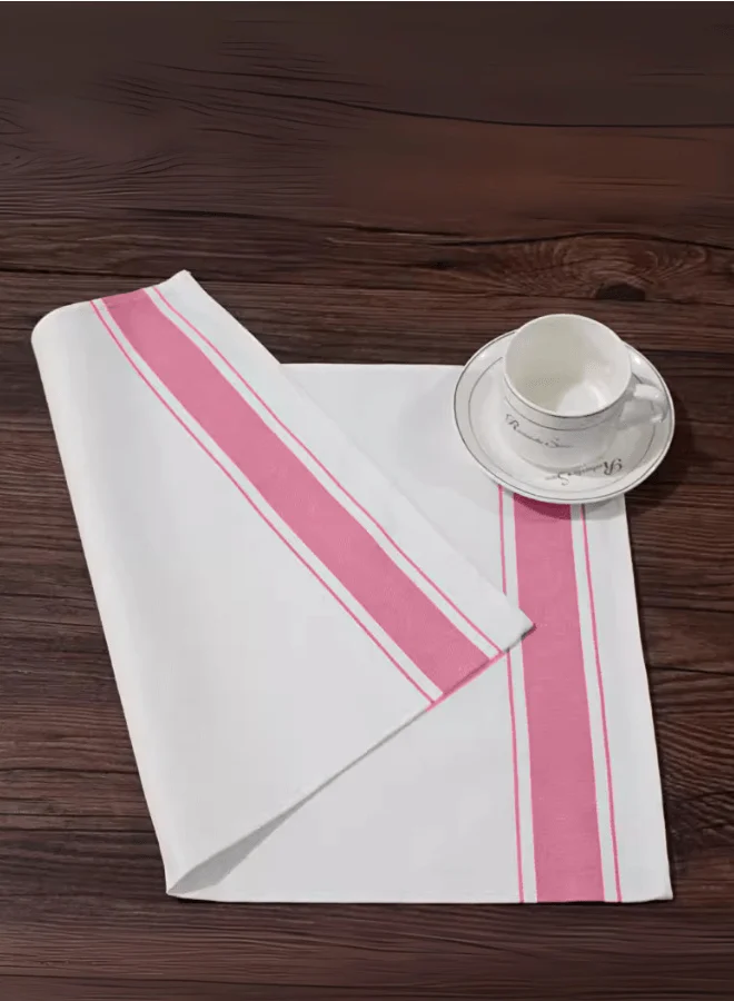 Soft Linen Wiping Cloth, White with Pink stripe (50x70 cm) | Pack of 24 - Image 3