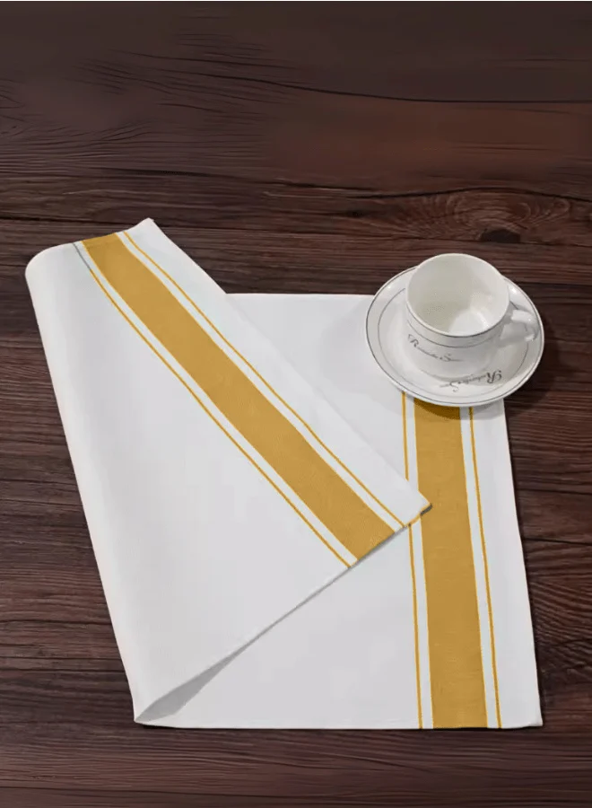Soft Linen Wiping Cloth, White with Yellow stripe (50x70 cm) | Pack of 24 - Image 3