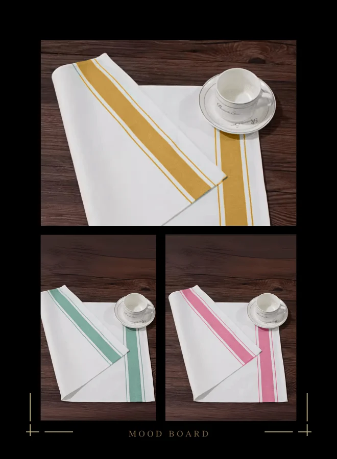 Soft Linen Wiping Cloth, White with Pink, Yellow and Green stripe (50x70 cm) | Pack of 12 - Image 2