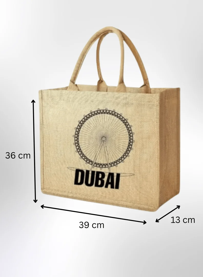 Dubai Souvenir Jute Bag – EcoChic Tote Bags | Pack of 12 | Durable, Stylish & Reusable - Image 3