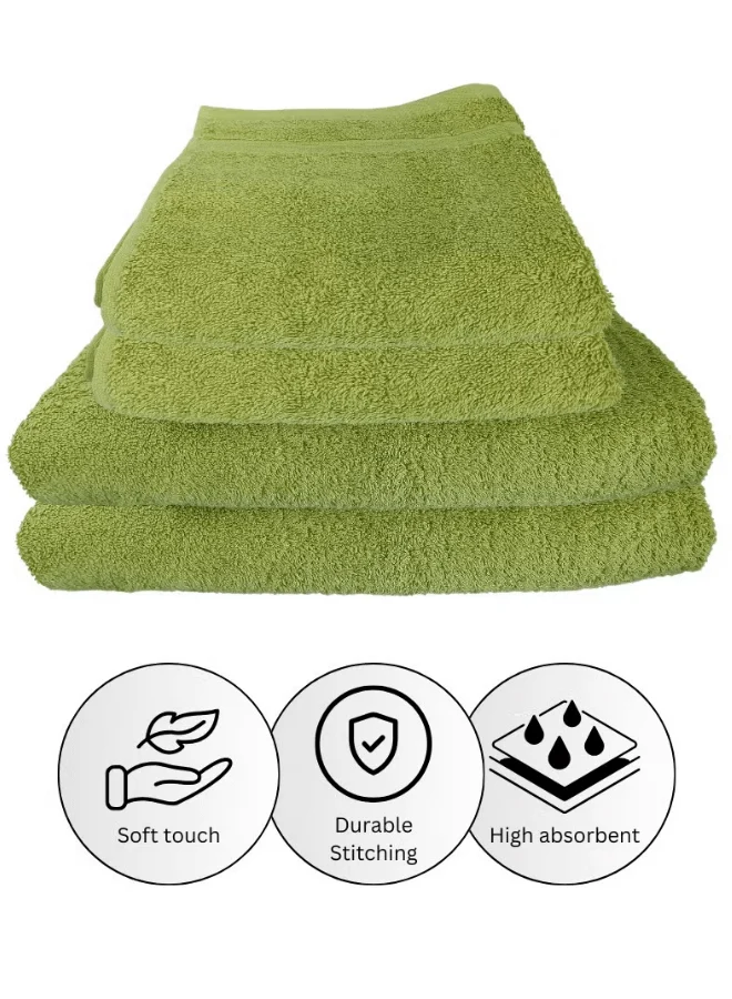 4 Pieces Luxury Towel Set Premium Cotton 630 GSM Ultra Soft and Highly Absorbent Expertly Woven for Durability Hotel And Spa Quality Towels 2 Bath Towel 70X150 2 Hand Towel 50X80cm Green - Image 5