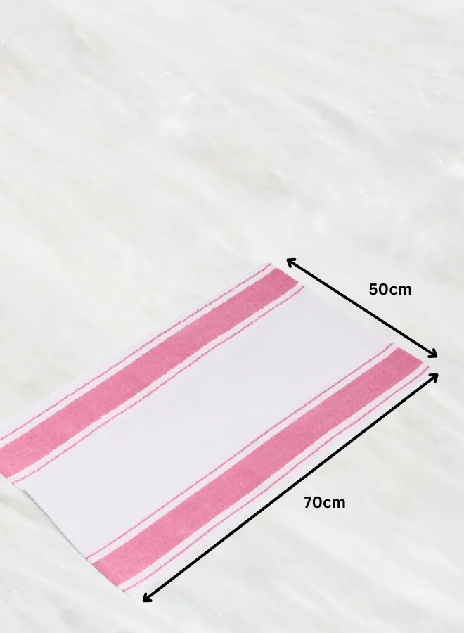 Soft Linen Wiping Cloth, White with Pink stripe (50x70 cm) | Pack of 24 - Image 4