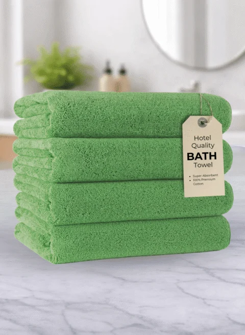 Pearl Coast Luxury Bath Towel Set (Pack of 4) – Premium 100% Cotton, 630 GSM – Ultra Soft, Highly Absorbent Hotel & Spa Quality Towels - Green