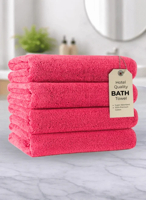 Pearl Coast Luxury Bath Towel Set (Pack of 4) – Premium 100% Cotton, 630 GSM – Ultra Soft, Highly Absorbent Hotel & Spa Quality Towels - Coral