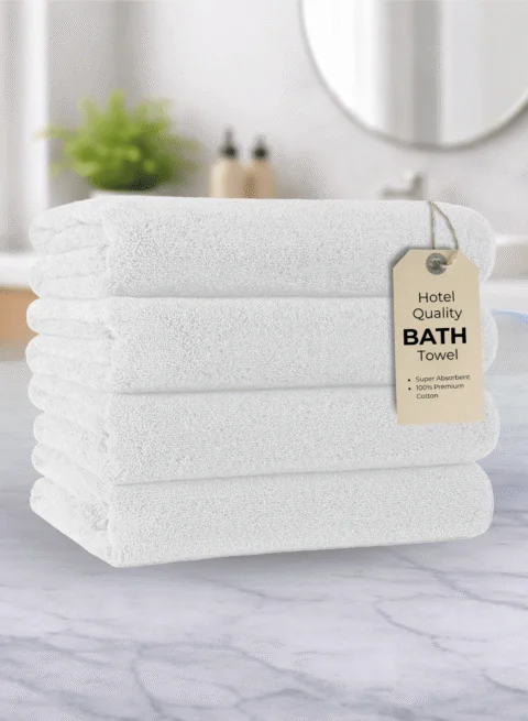 Pearl Coast Luxury Bath Towel Set (Pack of 4) – Premium 100% Cotton, 630 GSM – Ultra Soft, Highly Absorbent Hotel & Spa Quality Towels - White