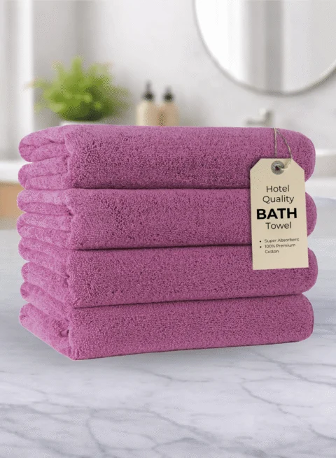 Pearl Coast Luxury Bath Towel Set (Pack of 4) – Premium 100% Cotton, 630 GSM – Ultra Soft, Highly Absorbent Hotel & Spa Quality Towels - Purple