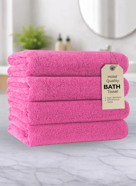 Pearl Coast Luxury Bath Towel Set (Pack of 4) – Premium 100% Cotton, 630 GSM – Ultra Soft, Highly Absorbent Hotel & Spa Quality Towels - Pink